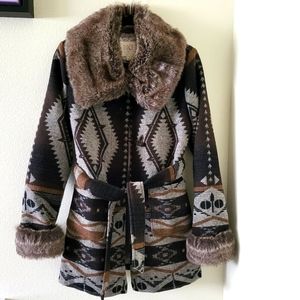 BKE Southwestern fur coat